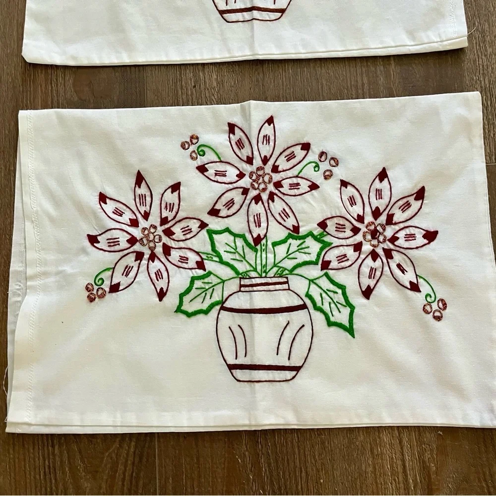 Festive Floral Embroidered Throw Pillows - Set of 2 18/25 Inches